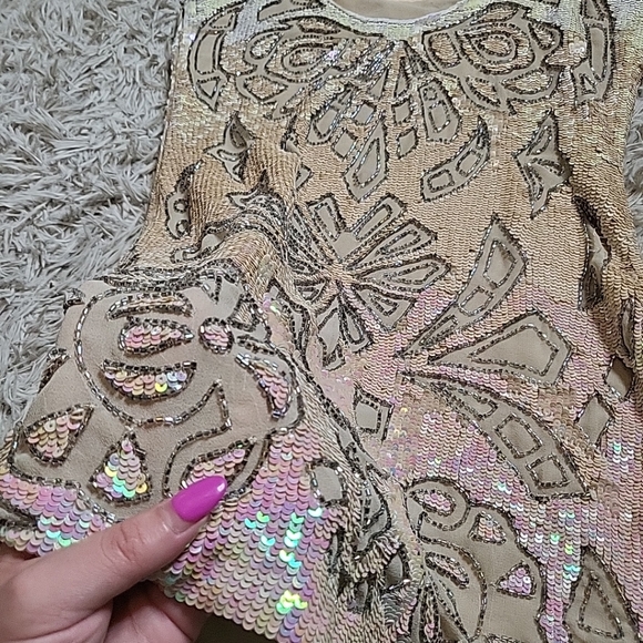Needle & Thread Sequin Mini Dress Beaded Size 4 Hoco Party Events Going Out NYE - Picture 11 of 12